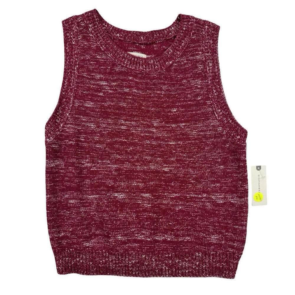 Anthropologie Pilcro Crew Neck Knit Sweater Vest Red White Size S